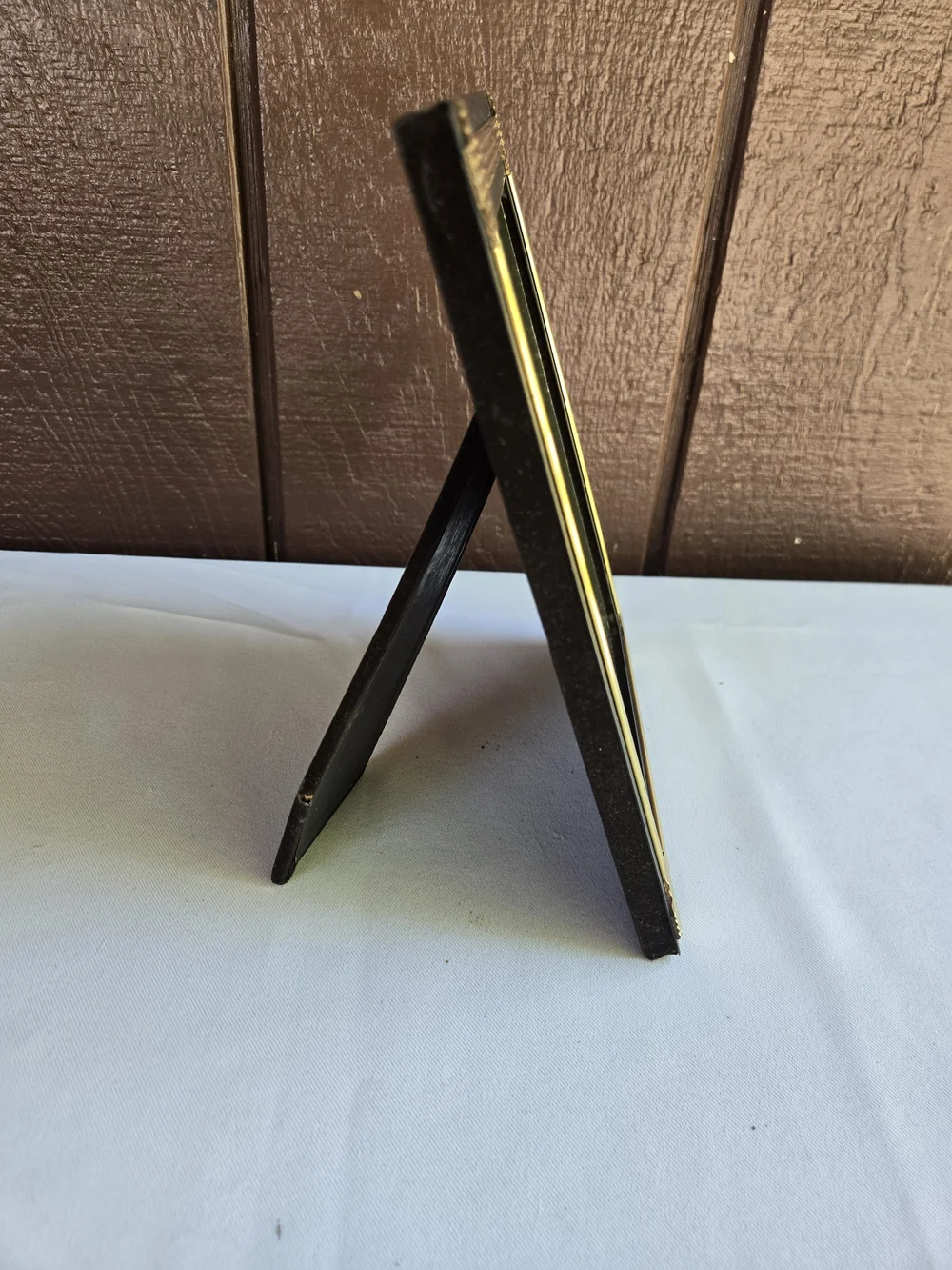 Solid Brass Golden Ribbon Accented Photo Frame Vintage